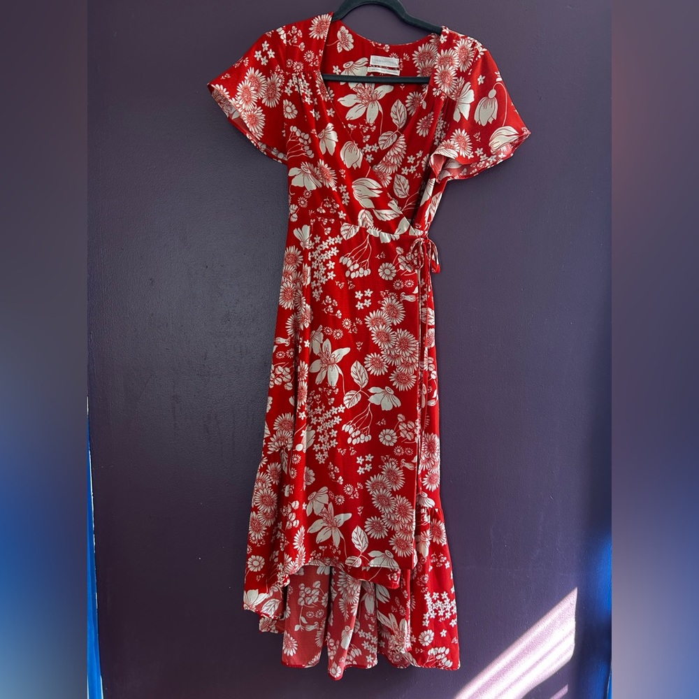 Urban Outfitters Red Floral High Low Dress